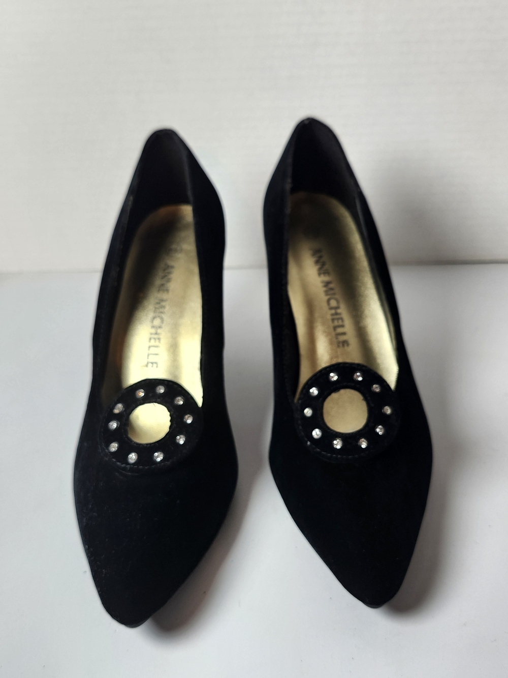 Anne Michelle Black Velvet Pointed-Toe Stiletto Heels